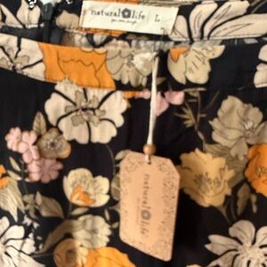 Natural Life Floral Skirt with Orange and Cream